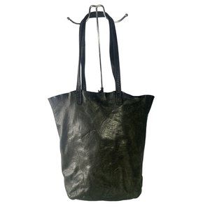 BAGGU Milled Distressed Leather Minimalist Tote Bag Purse USA